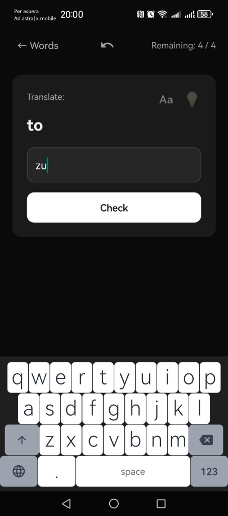 Fluentto screen: statistics and word list
