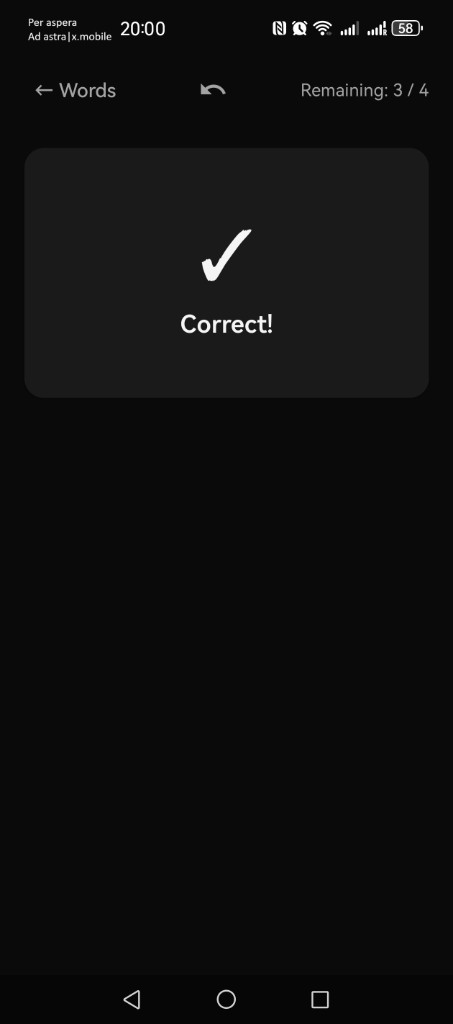 Fluentto screen: typing an answer in learning mode