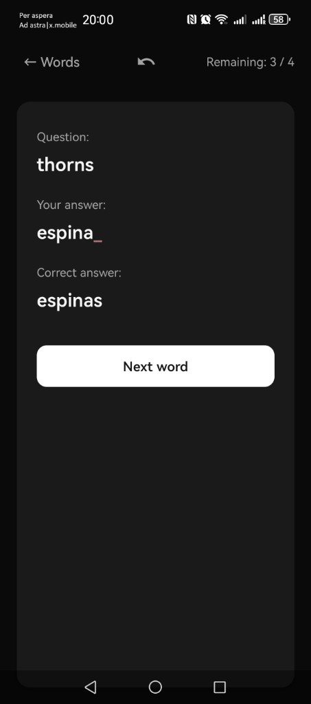 Fluentto screen: wrong answer with the correct one shown