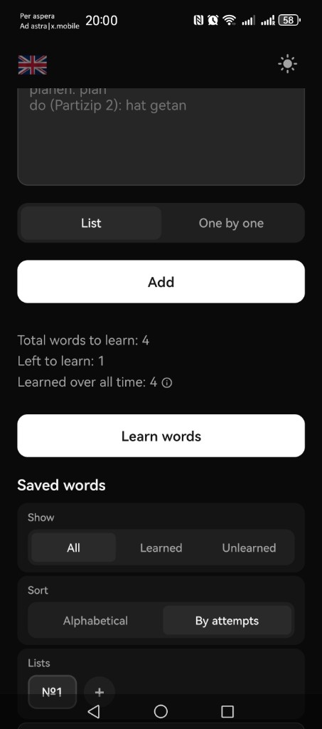 Fluentto screen: correct answer confirmation